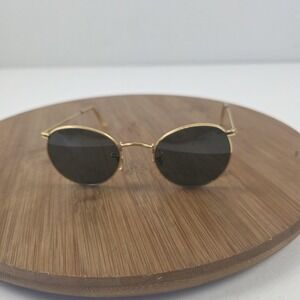 Vintage Ray-Ban Sunglasses Mens Round Gold Green B&L USA Metal Frame Classic